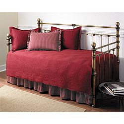 Trellis 250 GSM 100 percent Cotton Scarlet 5 piece Day Bed Set Today