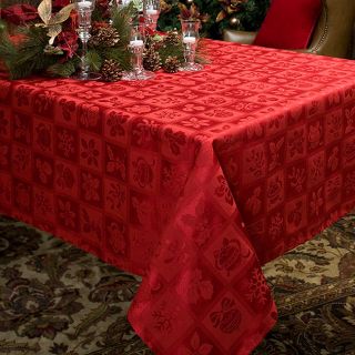 Christmas Melody Holiday Damask Oblong Tablecloth 60x104 Inches