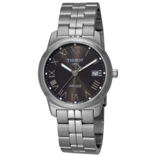 Tissot Mens T Classic PR 100 Black Face Stainless Steel Watch