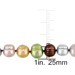 Multi colored FW Potato Pearl 100 inch Endless Necklace (7 8 mm