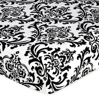 Sweet JoJo Designs Black and White Damask Isabella Fitted Crib Sheet