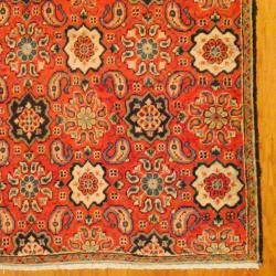 Antique Persian Hand knotted Tribal Heriz Salmon/ Ivory Wool Rug (62