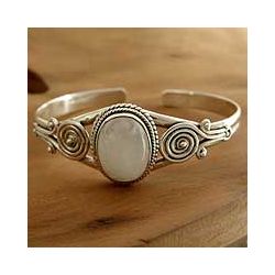 Sterling Silver Morning Magic Moonstone Cuff Bracelet (India) Today