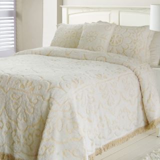 Jessica Chenille White/ Linen Queen size Bedspread