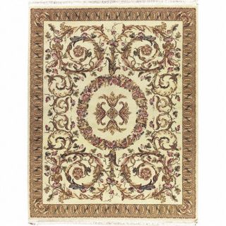 Hand knotted Legacy Garland Beige Wool/Silk Rug (59 x 89) Today $