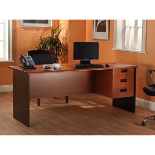 Lee and Smith Black/Cherry Three drawer Office Straight Desk