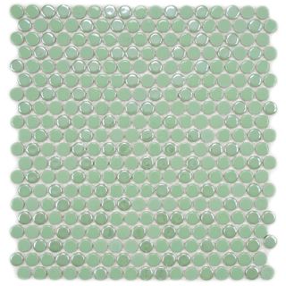 SomerTile 11.25x12 in Posh Penny Round Capri Porcelain Mosaic Tile