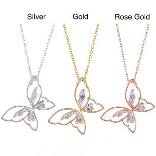 Sterling Silver Diamond Accent Butterfly Necklace