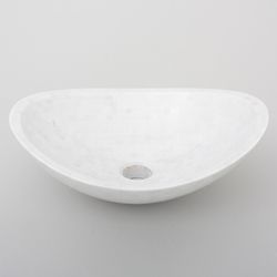 Geyser White Oval Mosaic Marble Stone Bathroom Vessel Sink