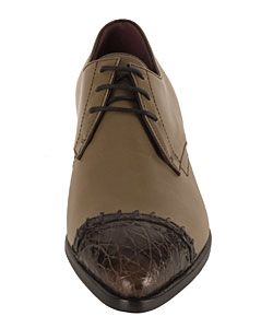 Prada Mens Leather and Crocodile Oxford Shoes