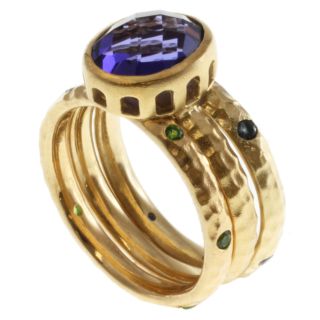 Michael Valitutti Gold over Silver Multi gemstone Ring Set Today $100