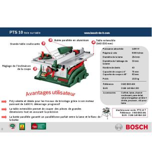 BOSCH Scie sur table 1400W PTS10   Achat / Vente SCIE ELECTRIQUE Bosch