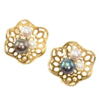 Michael Valitutti/ Jason Dow Gold over Silver Pearl Earrings (4 8 mm