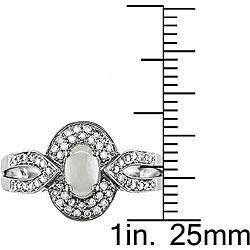 14k White Gold Opal and 1/4ct TDW Diamond Ring