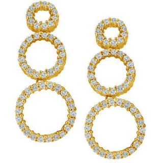 14k Gold 1/2ct TDW Diamond Triple circle Earrings (G H, I1