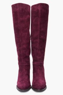 Jeffrey Campbell High Maroon Suede Booties for women