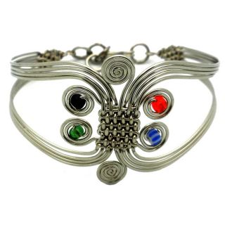 Colorful Silverplated Woven Wire Swirl Bracelet (Kenya)