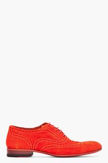 Ps Paul Smith Red Dip Dyed Suede Wingtip Miller Brogues for men