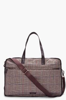 Paul Smith  Taupe Plaid Leather Trim Delmar Bag for men