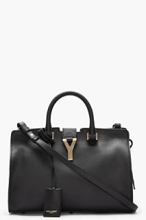 Saint Laurent Black Leather Chyc Macho Tote for women