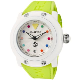 Glam Rock Womens Miami Beach Light Green Silicone Watch