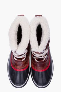 Sorel Burgundy Leather Caribou Boots for men