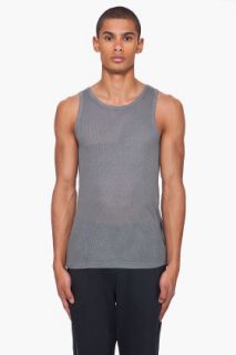 SLVR Grey Ribbed Tank Top for men