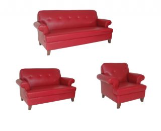 Vibrant Red Sofa, Loveseat and Chair Set