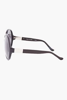 The Row Black Leather armed Sunglasses for women