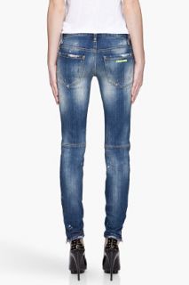 Dsquared2 Faded Indigo Fluorescent And Paint Super Slim Jeans for women