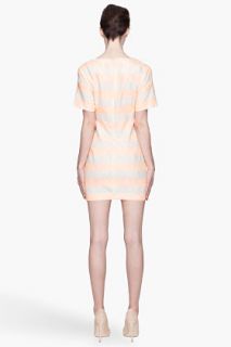 Thakoon Peach And Ivory Striped Lace Jacquard Dress for women