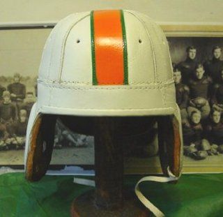 1930 40 Miami Custom 3tone leather football helmet: Sports