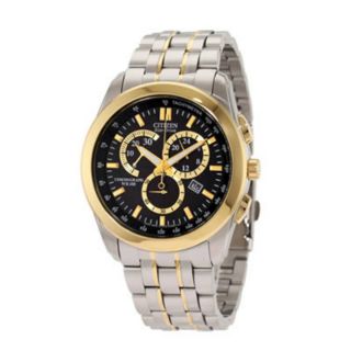 Citizen Mens Chronograph Goldtone Accented Eco Drive Watch