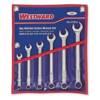 Westward 4YR26 Combo Wrench Set, Ratchet OE, 5/16 5/8, 6Pc