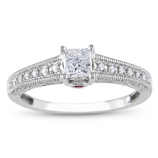 Miadora 10k Gold 1/2ct TDW Diamond and Pink Sapphire Engagement Ring