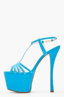 Giuseppe Zanotti Sky Blue Suede Platform Sasha Heels for women