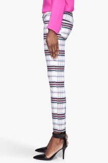 See by Chloé White And Red Plaid Straight Leg Jeans for women