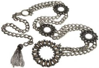 Jessica Simpson Womens Round Stone Ornament Buckle Chain