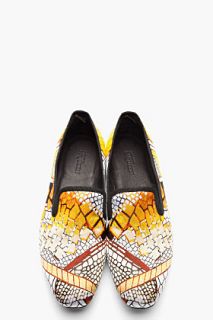 Alexander McQueen Gold Jacquard Woven Loafers for men