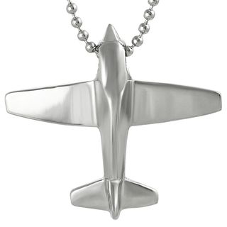 Journee Collection Stainless Steel Airplane Necklace