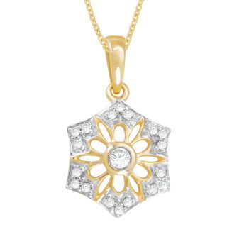 10k Yellow Gold 1/8ct TDW Diamond Snowflake Necklace (J K, I3