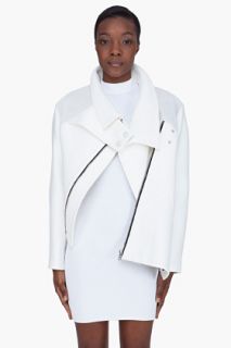 Proenza Schouler White Leather Trim Asymmetric Jacket for women