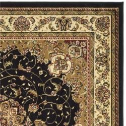 Lyndhurst Collection Traditional Black/ Ivory Rug (7 Square