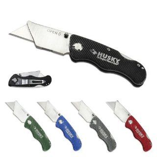 Husky Folding Lock Back Razor Knife with 21 Blades   Easy Blade Change