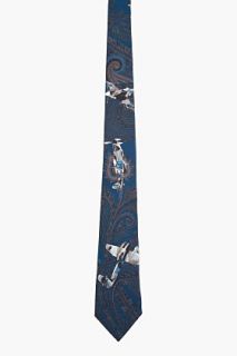 Givenchy Navy Blue Airplane Paisley Tie for men
