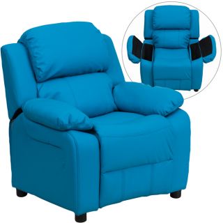 Deluxe Heavily Padded Contemporary Turquoise Vinyl Kids Recliner with