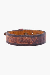 Dsquared2 Brown Distressed Leather Armlet for men