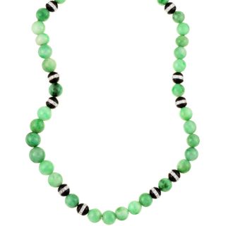 Natural Jade Bead 2 1/2ct TDW Diamond Necklace (J, SI1)