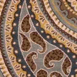 Meticulously Woven Contemporary Brown/Green Paisley Floral Folkestone