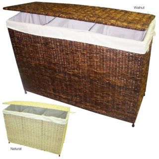 America Basket Company Woven Maize 3 Section Lined Hamper